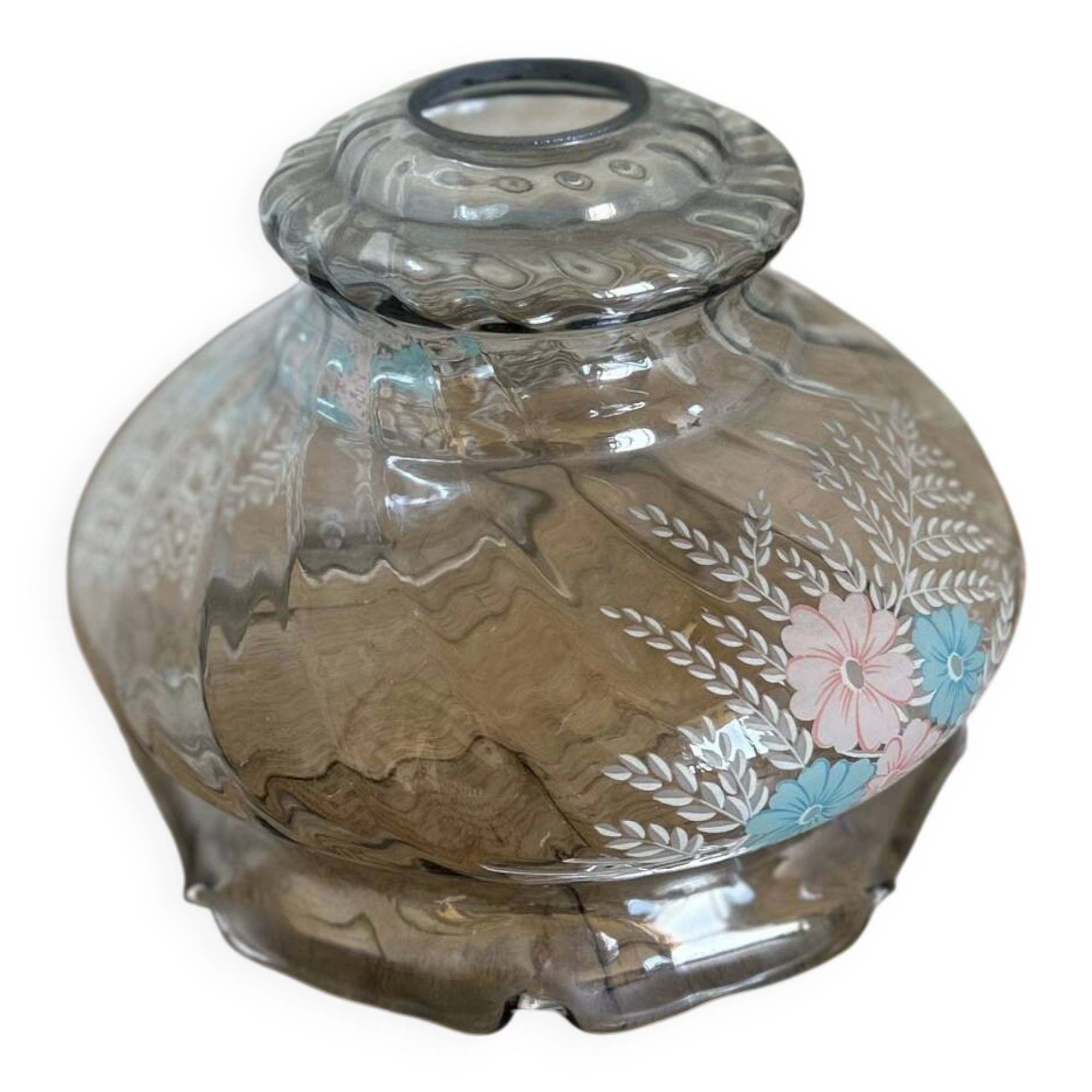 Smoked Glass Tulip Pendant Light - Vintage