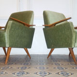 Club Chair fabric with armrests teak 50s 60s