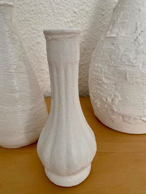 Set of 3 white stoneware vases