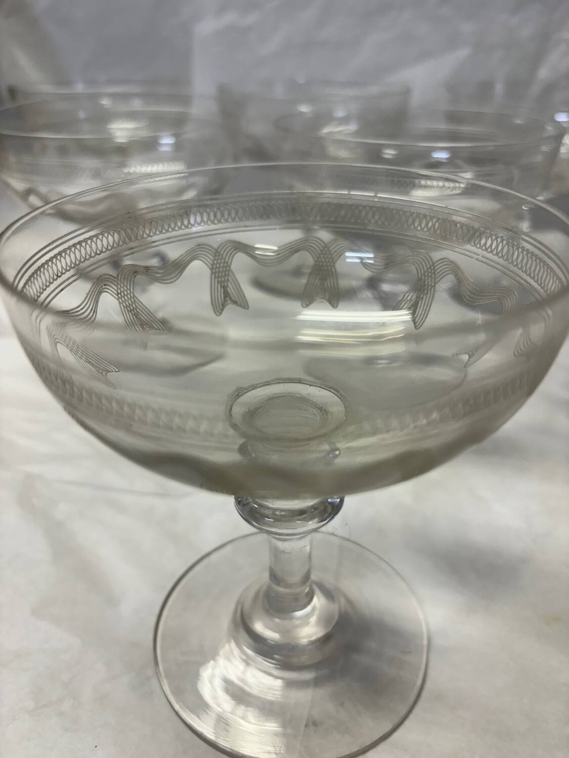 Set of 8 old champagne glasses