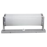 1930s Bauhaus tubular wall light, chrome & glass, Czechoslovakia