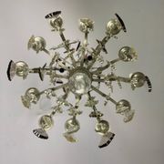 Silver bronze cage chandelier with crystal grapevines circa 1900