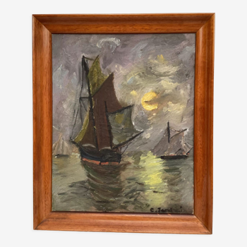 Old painting signed Oil On Canvas dimension: height -46,5cm- width -38,5cm-