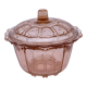 Sugar pot in worked pink glass