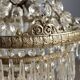 Antique chandelier in the shape of a balloon in silver-plated metal and glass, 20th century.