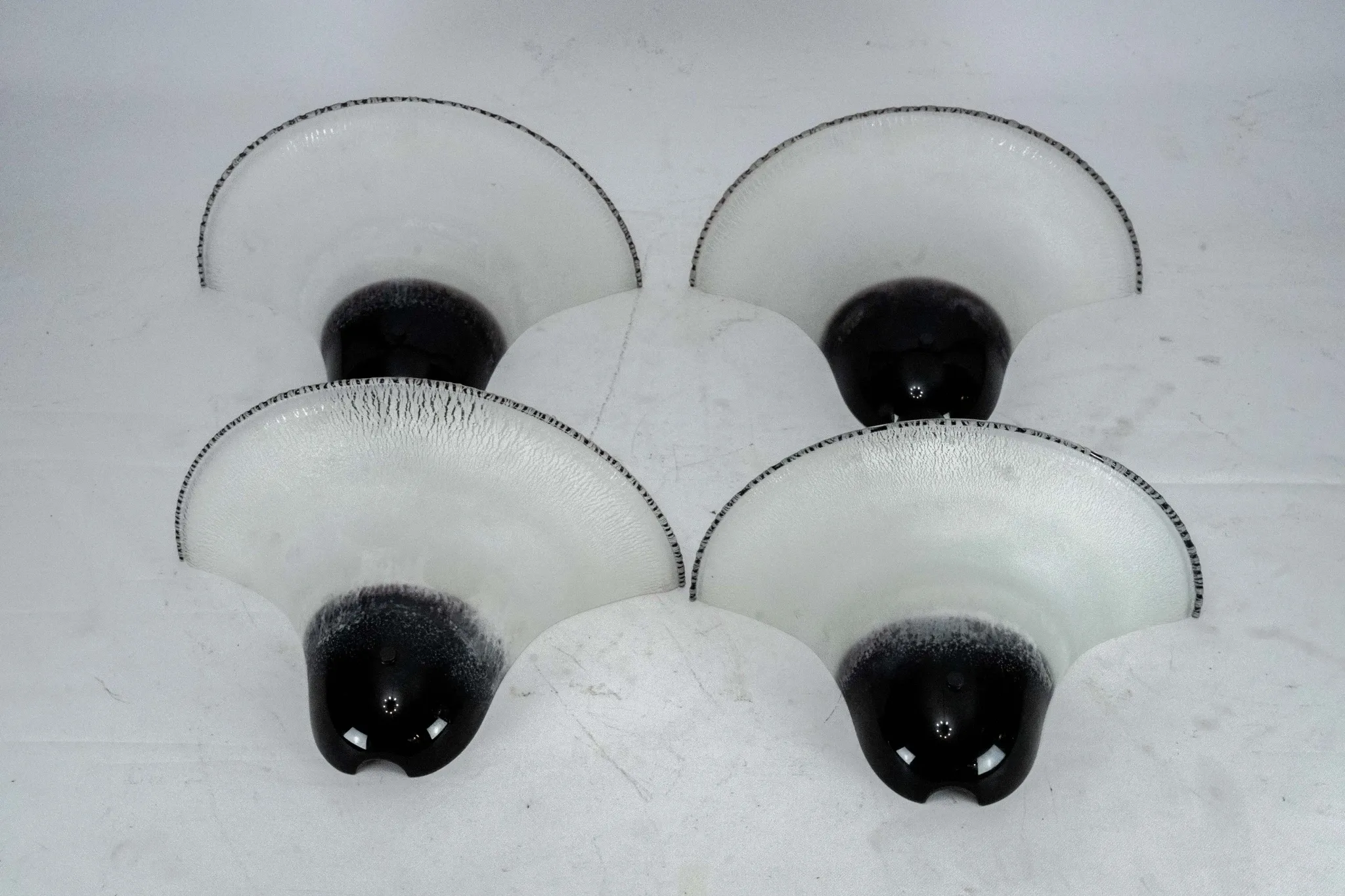 Set of four Large Labeled Barbini Murano Glass Wall Sconces. Italy 1970s