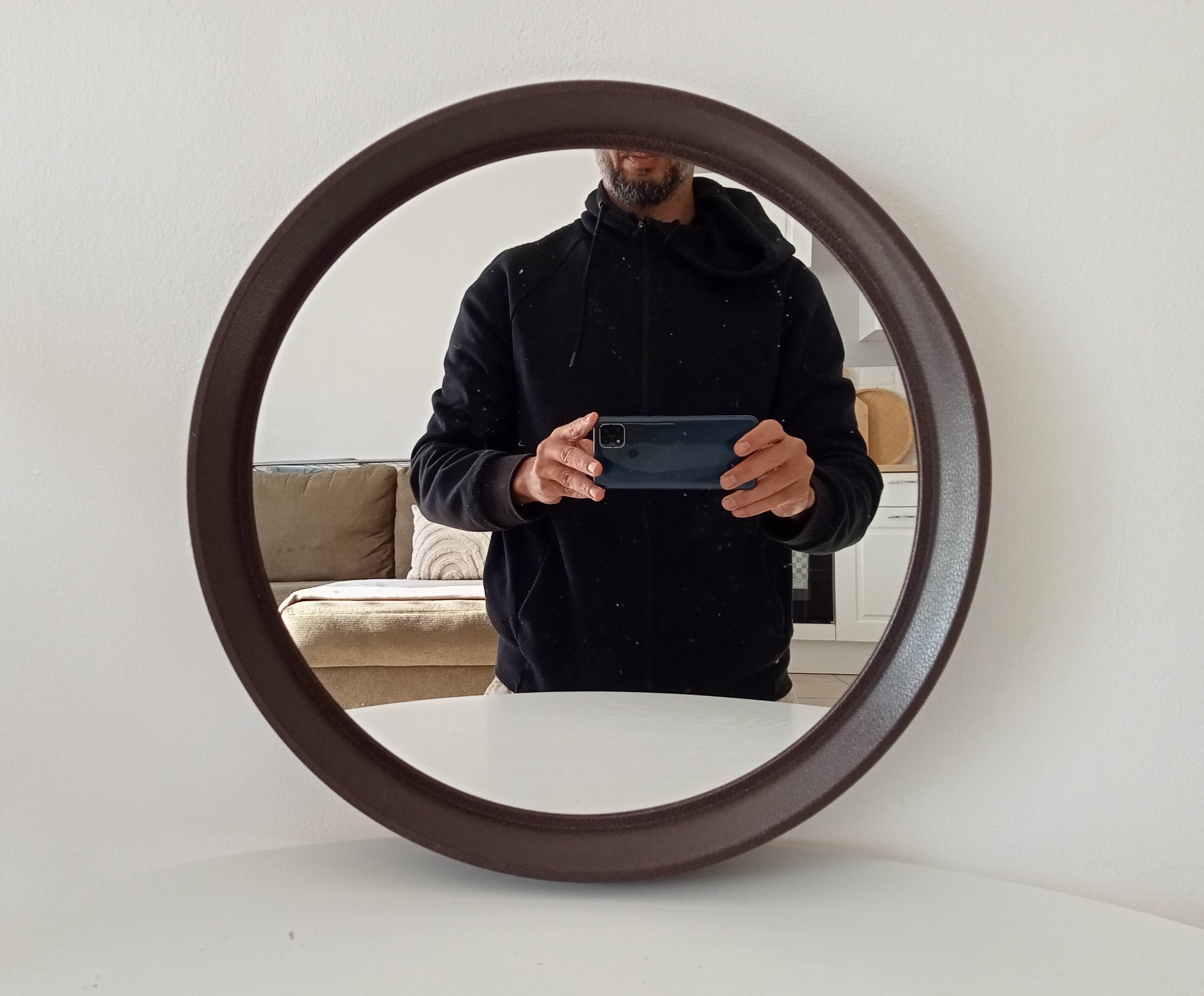 Miroir rond vintage Germany Lange Spiegel années 60/70