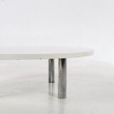 Table basse chromée et bois 1970