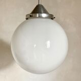 Vintage suspension ball opaline white diameter 30 cm