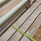 Vintage wooden and metal nursery school bench, 2 m