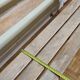 Vintage wooden and metal kindergarten bench, 2 m