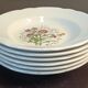 7 assiettes creuses CBM, décor champêtre floral et papillon, 1988