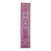 Tapis couloir en laine Oushak en diamant vintage des années 1970