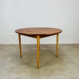 Round extendable Scandinavian table, teak, 1960s