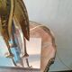 Vintage antique lamp in chrome metal and gold bronze.