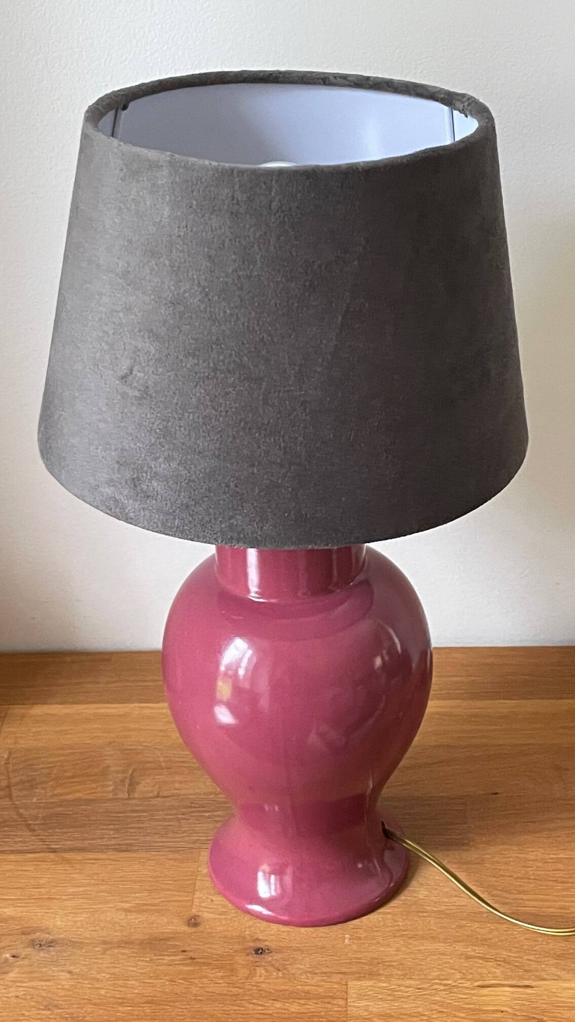 Ceramic and velvet lamp from the 90s