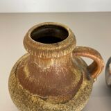 Set of Two Pottery Fat Lava Vases "Multi-Color" by Scheurich, Germany, 1970s