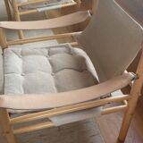 Arne Norell - Sirocco chair in white/grey linen with frame frame from beech wood