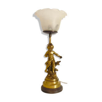 Bronze lamp in gold L F Moreau