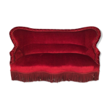 Napoleon III confidant sofa, red velvet trim redone