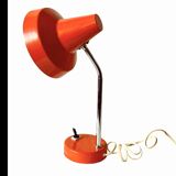 Vintage desk lamp in orange lacquered metal