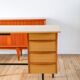 Formica, beech and black metal desk, Modernist Design, 1960