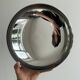 Large silver stainless steel pedestal bowl