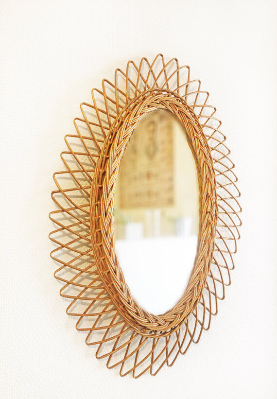 Sun 36x55cm rattan mirror