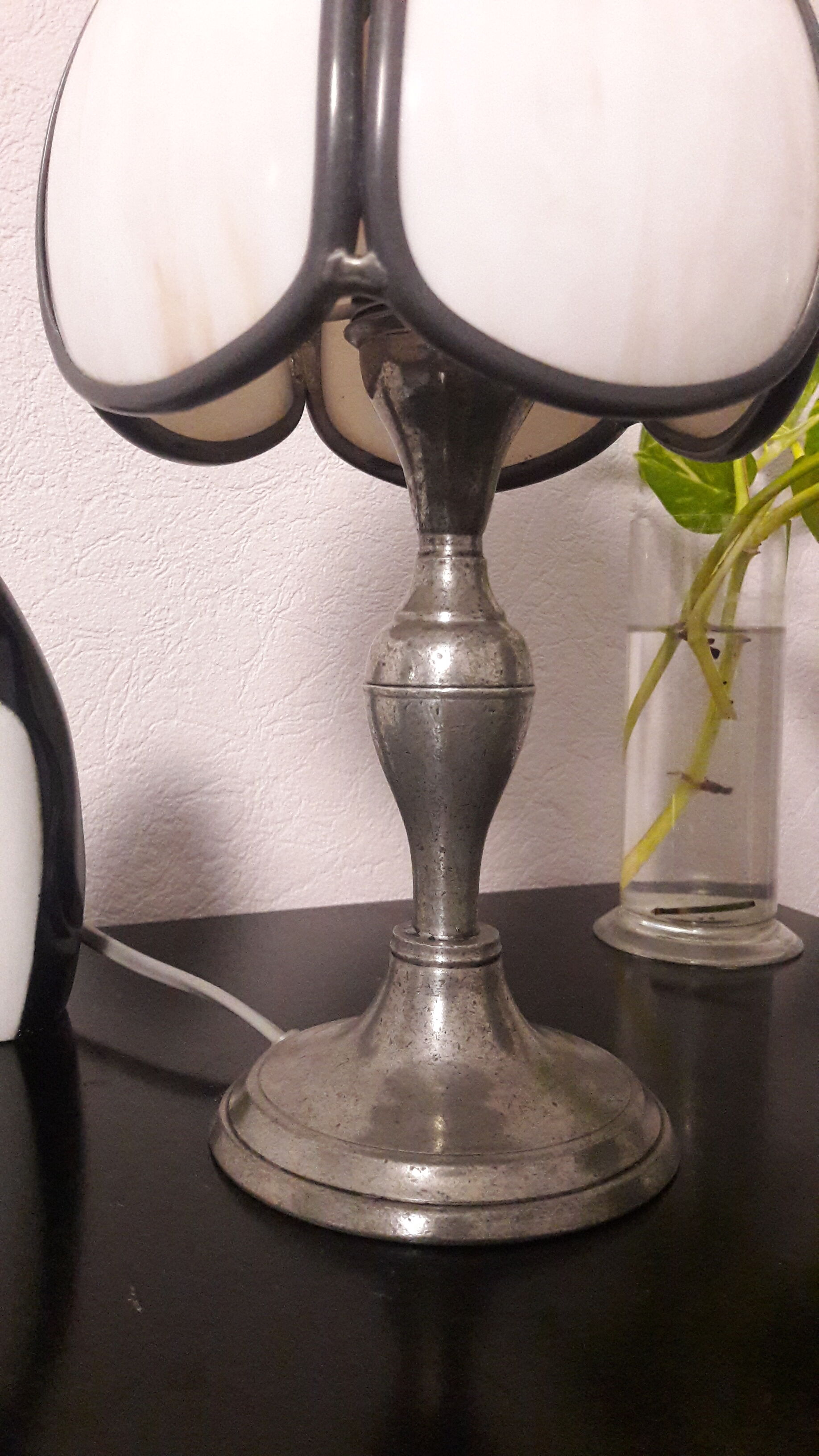 Tin lamp, stained glass, mushroom