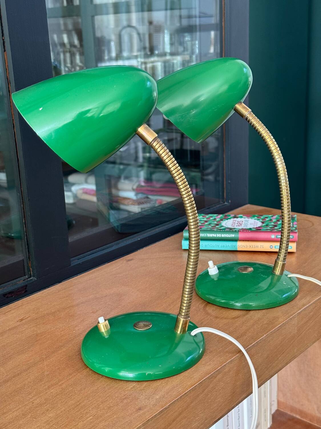 Lampes cocotte années 50/60 vert franc