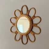 Mirror sun in rattan arched 48cm 1960