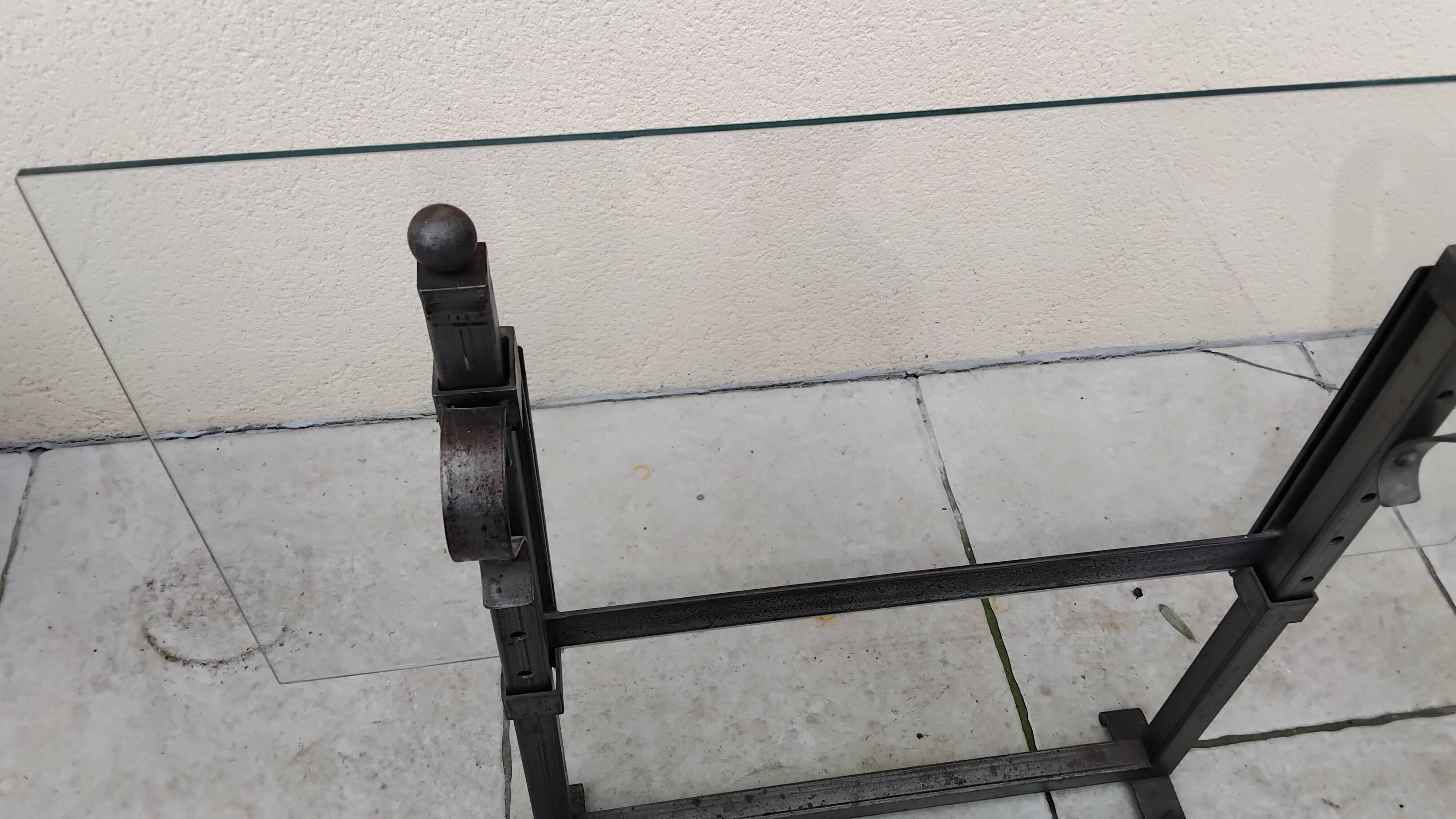 Pare feu verre et fer forgé médiéval ancien