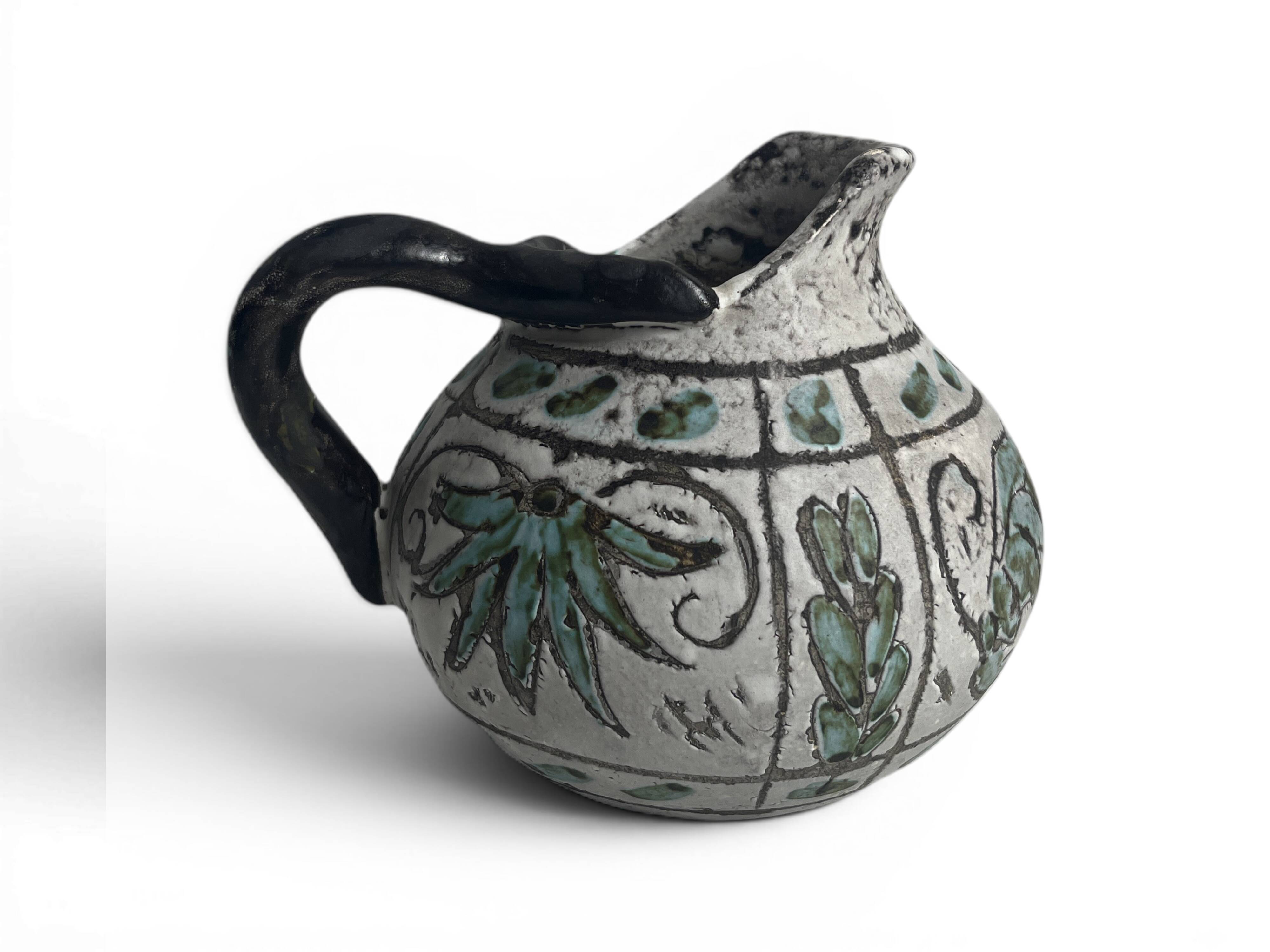 Massier Vallauris, bulbous jug, glazed earthenware, early 20th century.