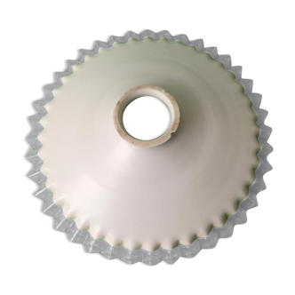 Ancient lampshade in white opaline and transparent glass border