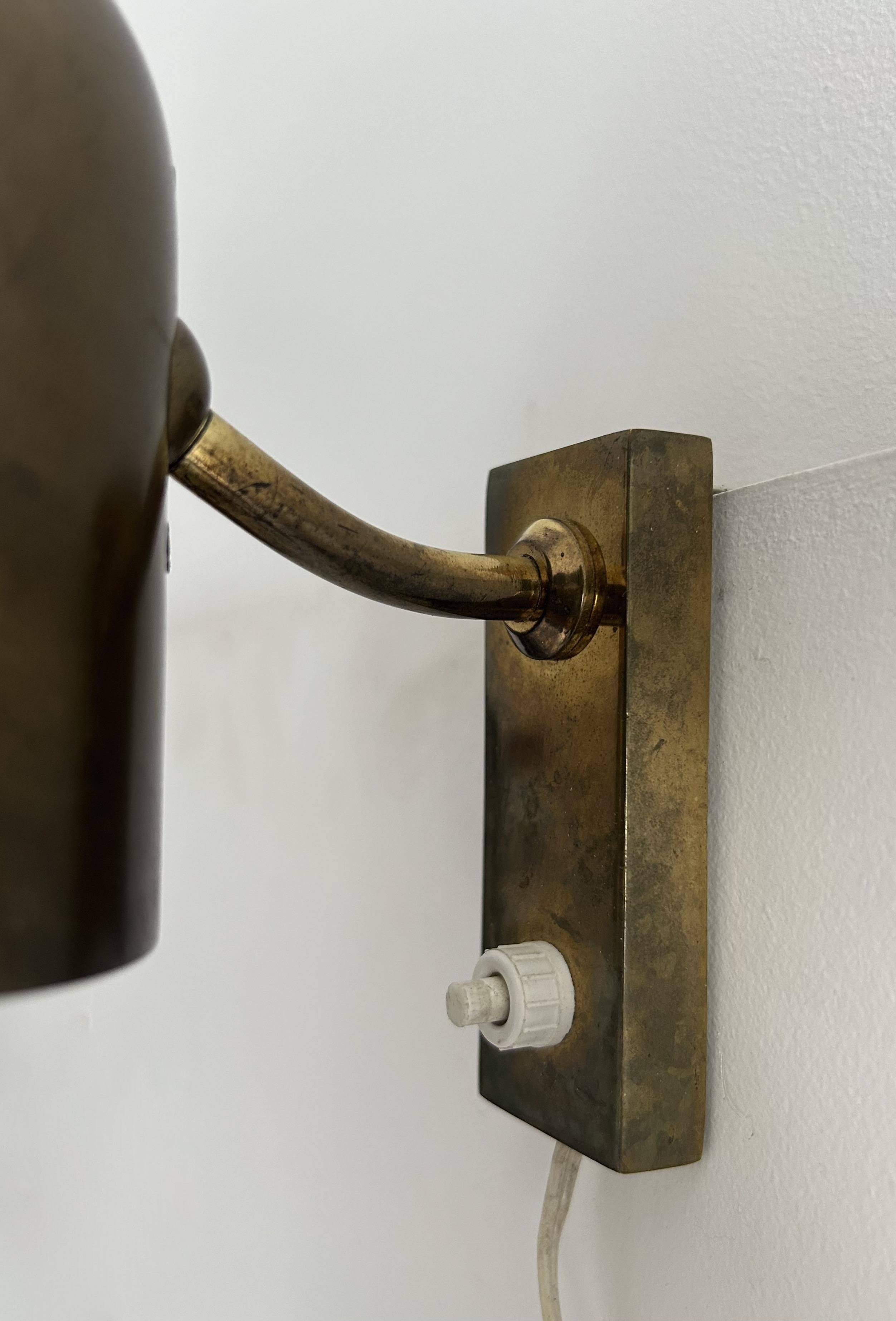 Pair of vintage adjustable wall lights, solid brass, France 1940