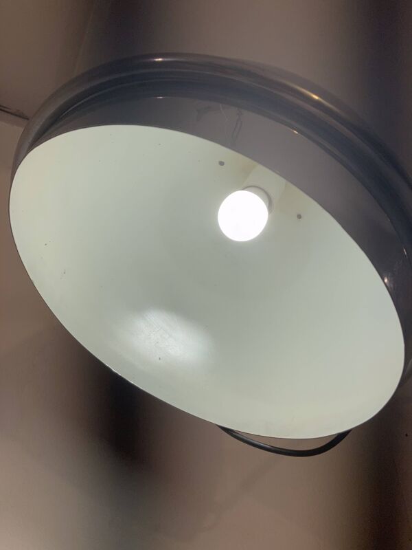 Lampadaire arc en marbre et métal chromé, années 1970