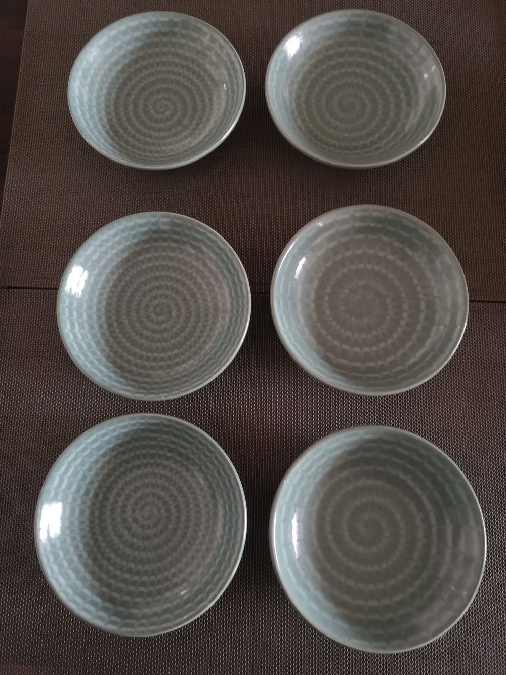 Set of 6 faience cups from Longchamps 1970s