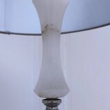 Solid alabaster floor lamp with metal trim from the 70s