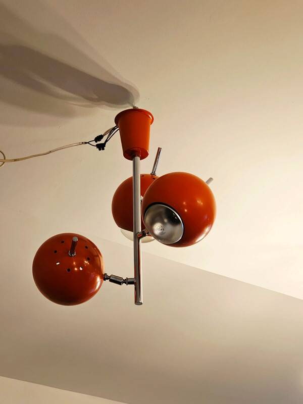 Vintage seventies orange eyeball ceiling light