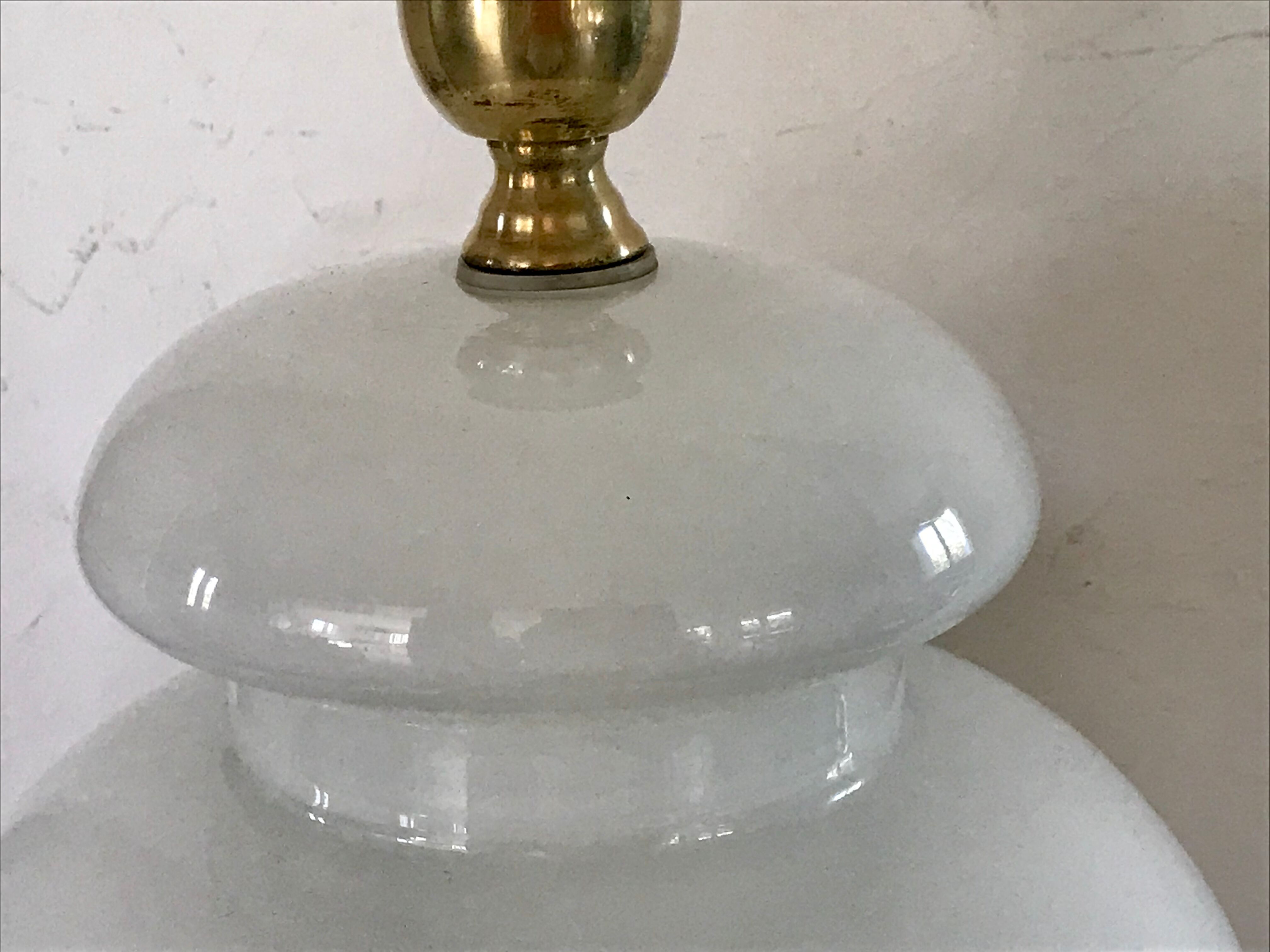Vintage opaline lamp and brass 50 cm