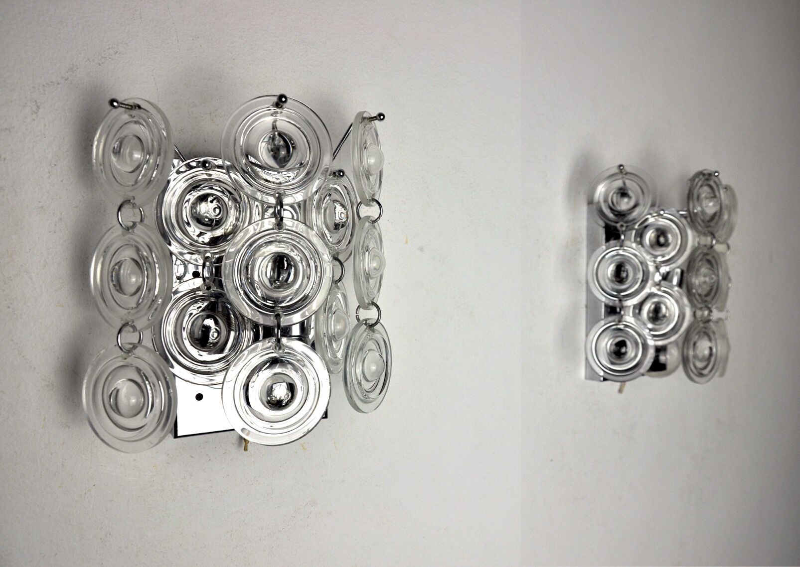 Pair of oscar torlasco wall lamps, murano glass, italy, 1970