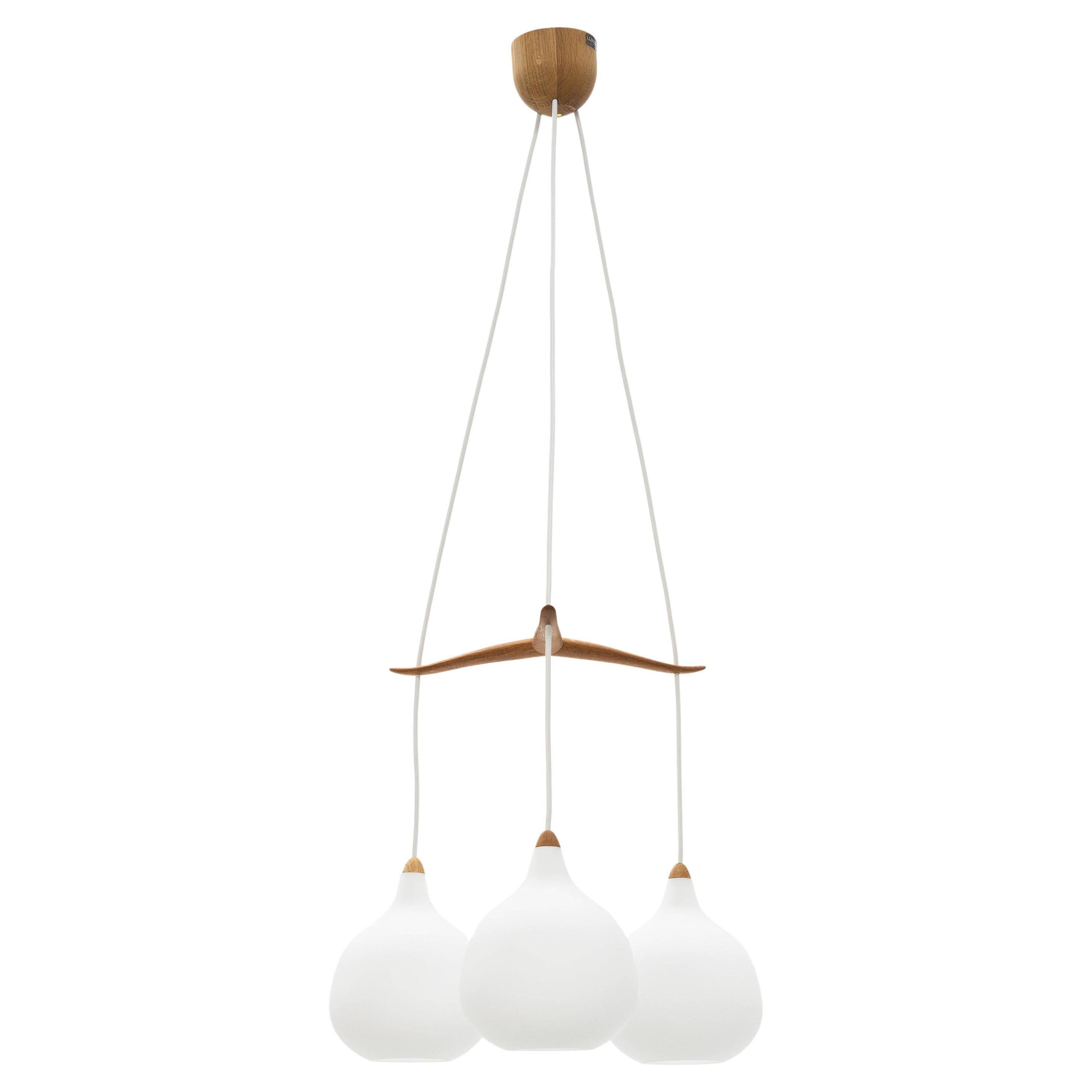 Uno & Östen Kristiansson suspended lamp Oak and glass Luxus Vittsjö Sweden 1960