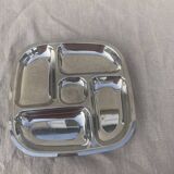 Compartment dish, vintage stainless steel servant