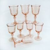 8 Rosaline Luminarc Arcoroc stemmed glasses - vintage 80s