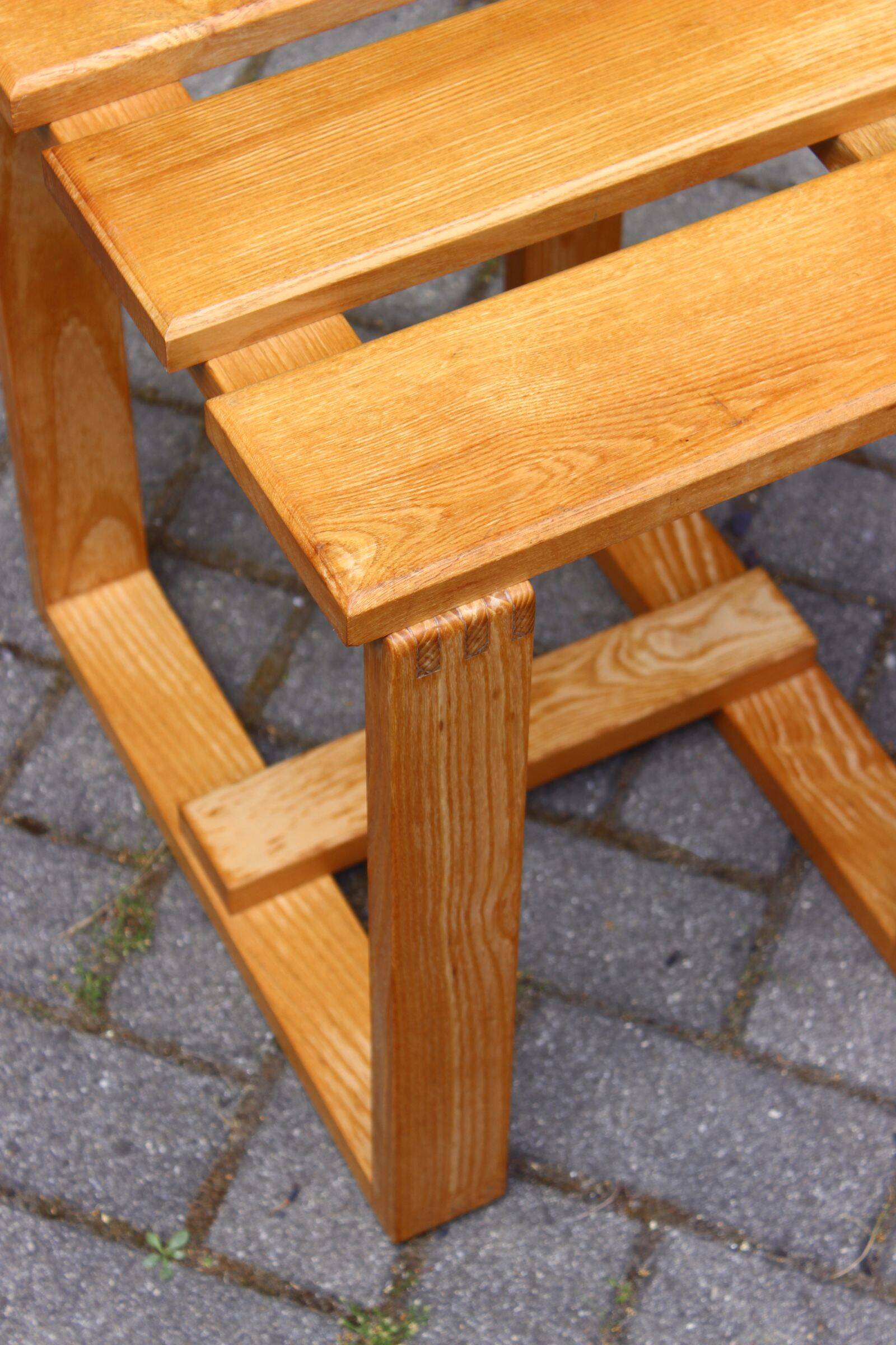 Vintage solid wood stool, modernist design 1970s