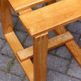 Vintage solid wood stool, modernist design 1970s