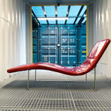 B&B Italia red leather lounge chair by Jeffrey Bernett