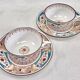 2 anciennes tasses + sous-tasses à thé porcelaine Sarreguemines Minton