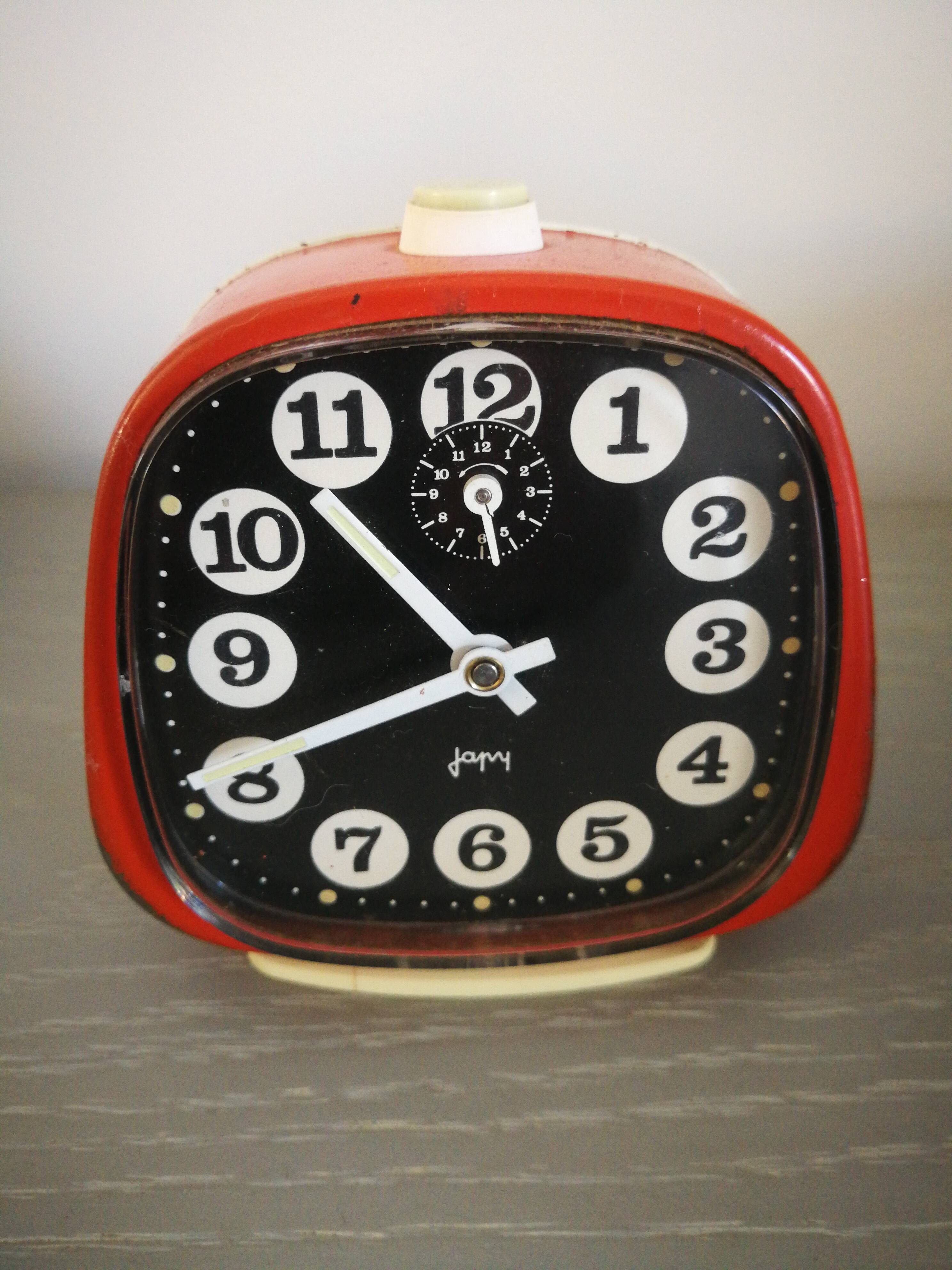 Vintage orange japy alarm clock