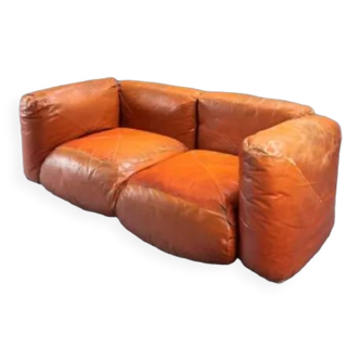 Marius & Marius 2-seater leather sofa by Mario Marenco for Arflex, 1971